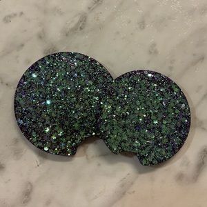 Custom glittered car coaster set